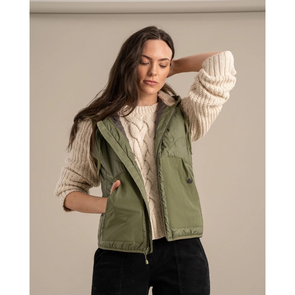 United By Blue Women Hooded Vest M Running Wall Granola Full Zip Hike Layering - Picture 2 of 15